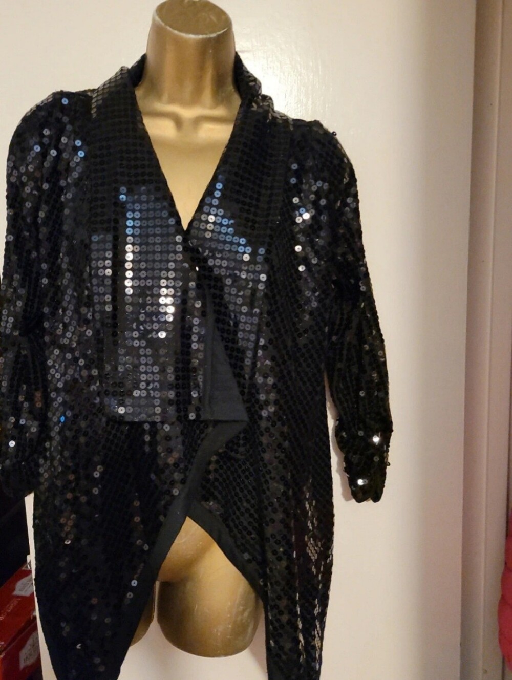 Wet Seal Black Sequin Draped Blazer